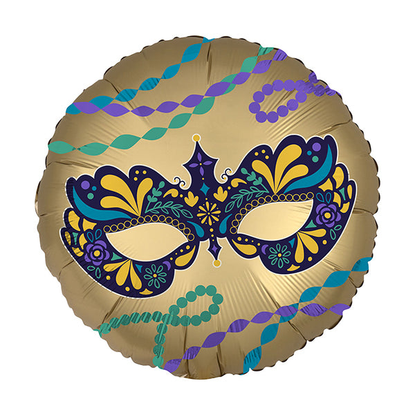 Mardi Gras Satin Mask 18in Metallic Balloon