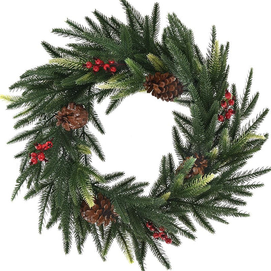 Faux Green Pine Wreath 24in