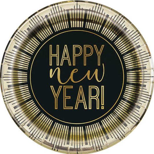 Roaring New Year's Round Dinner Paper Plates 8ct
