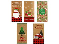Christmas Cards Kraft Money Holder with Glitter 8 Ct