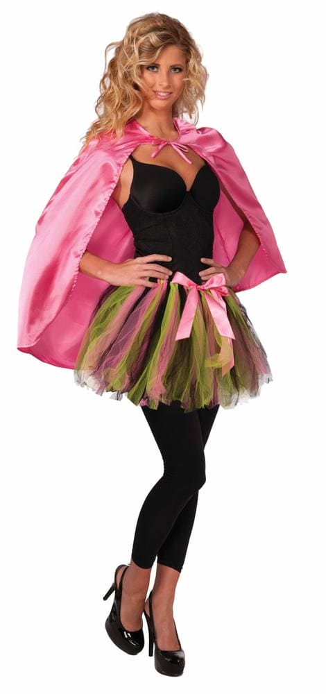 Short PInk Cape Costume Unisex Magician Phantom Collar Super Hero Adult 45in