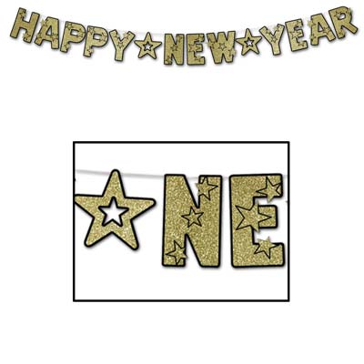 Happy New Year Banner Gold