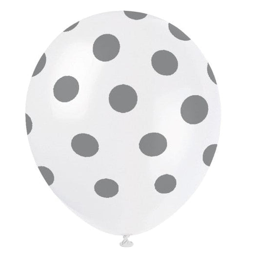 Silver Dots 12in Latex Balloons