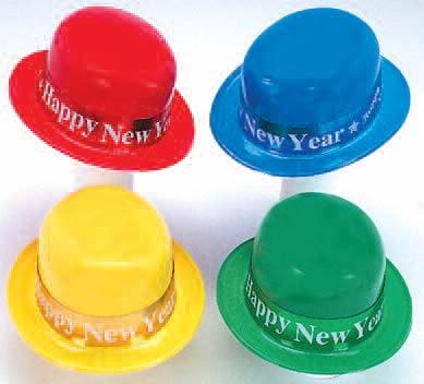 Happy New Year Derby Hat with Assorted Color Bands