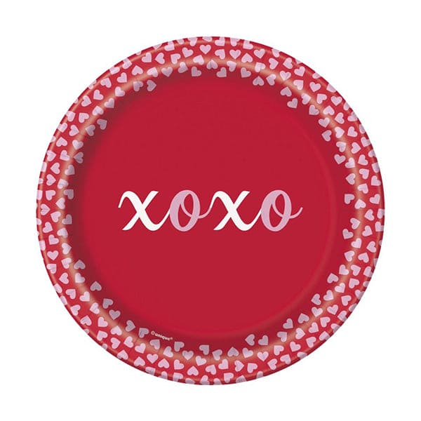 Velentine's Day 7in Round Luncheon Paper Plates 8 Ct