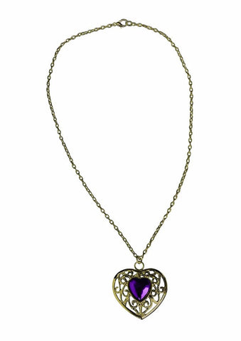 Gold Purple Heart Necklace