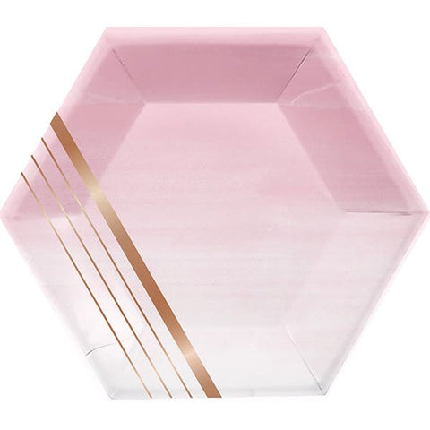 Rose all Day Stripes 7in Hexagon Luncheon Plates