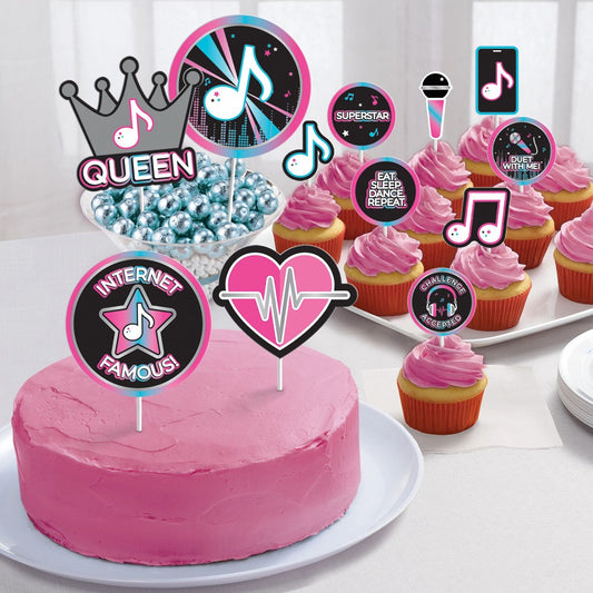 Internet Famous Viral Music Note Cake & Cupcake Paper Topper Kit 12pc.