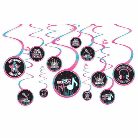 Internet Famous Viral Superstar Music Note Spiral Decorations 12ct.