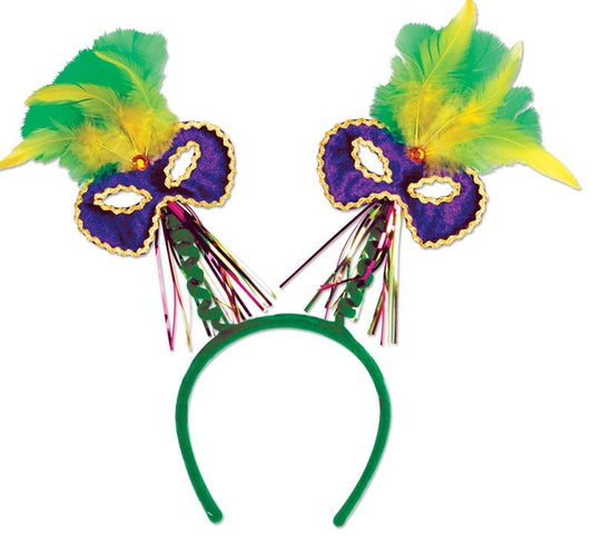 Mardi Gras Mask w/ Feathers Boppers