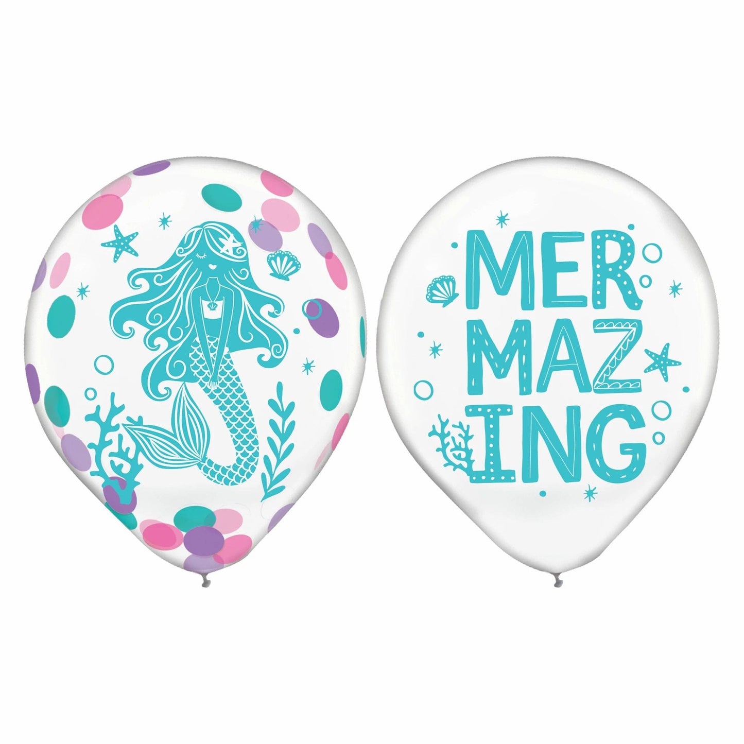 Shimmering Mermaids 12in Latex Confetti Balloon 6 Ct