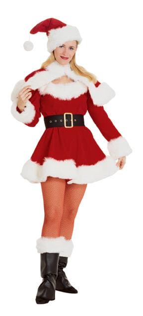 Long Sleeved Velvet Miss Santa Dress Adult Costume