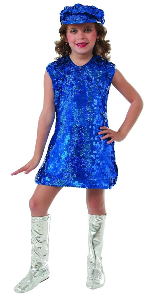 Blue Mod Girl Glitter Costume