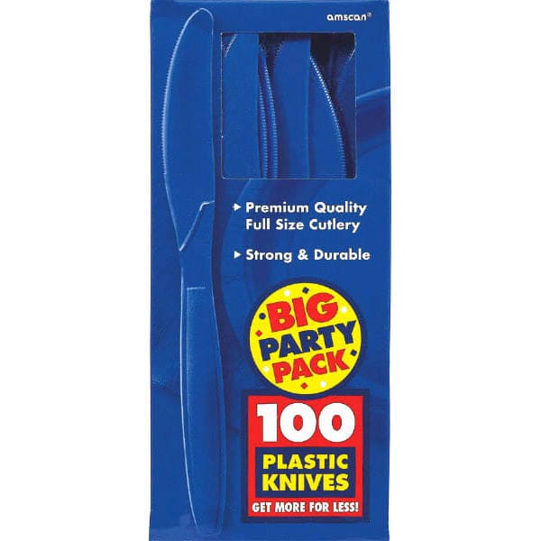 Big Party Pack Bright Royal Blue Plastic Knives