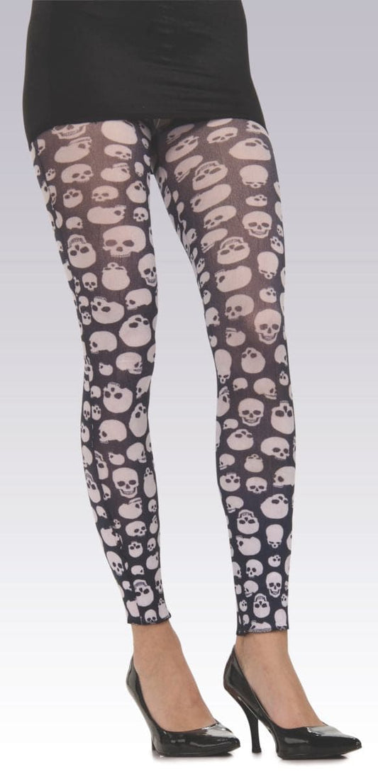 White and Black Teen Skull Tights
