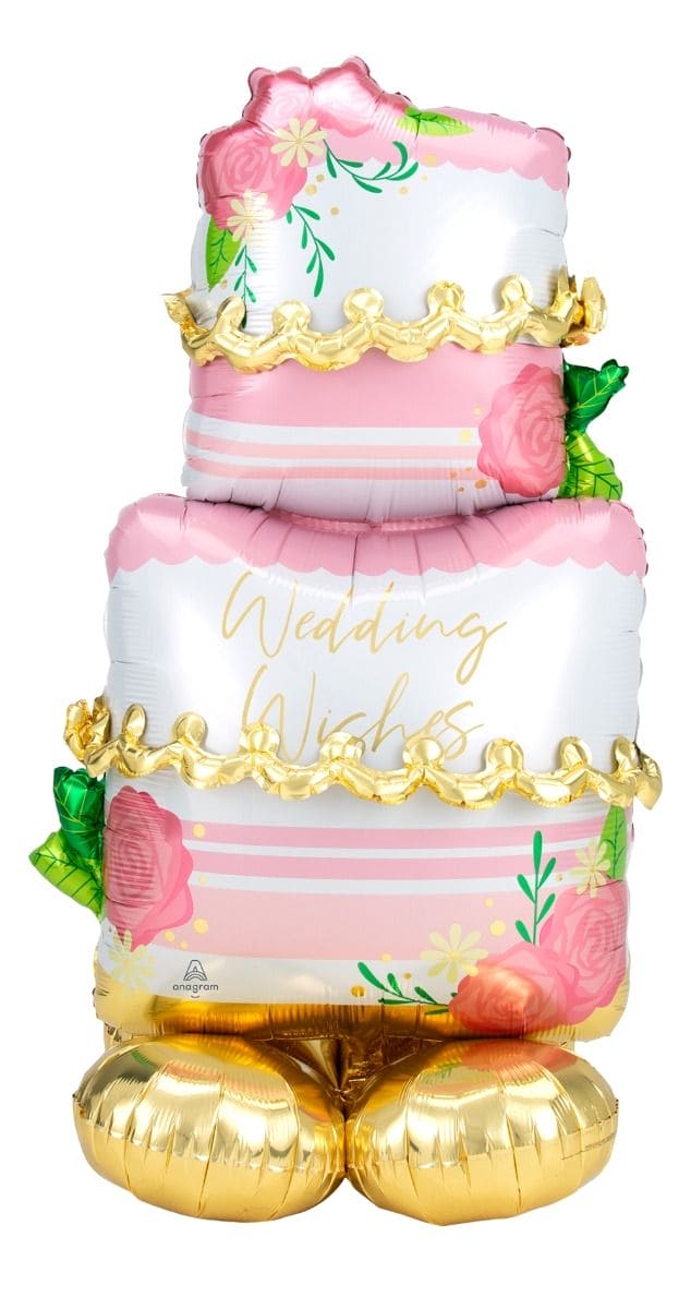 Wedding Wishes Pink and Gold Cake 52in Airloonz Balloon