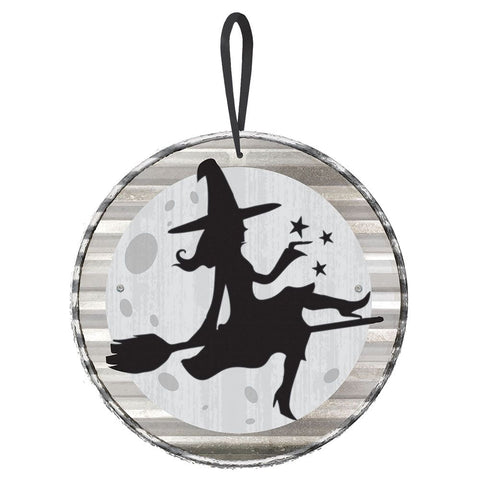 Witch Silhouette Round Mini Hanging Sign
