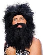 Caveman Black Beard and Wig Set