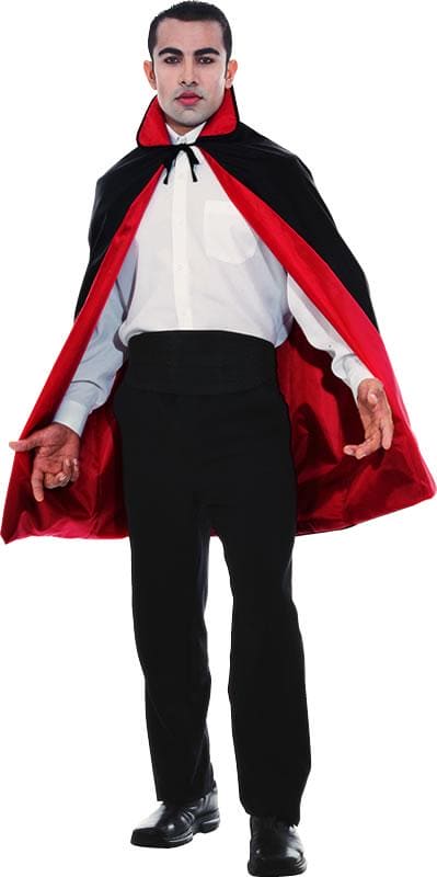 Black/Red 45in Reversible Taffeta Cape with Collar