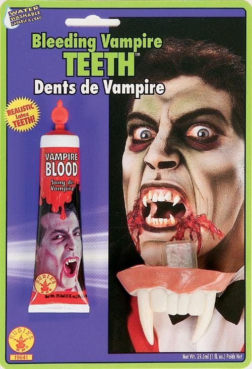 Bleeding Vampire Teeth with Bloody Makeup