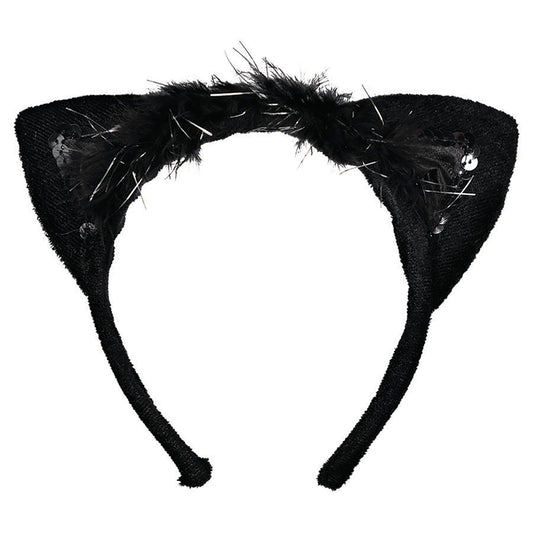 Fancy Black Cat Ears Headband