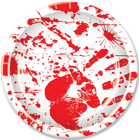 Bloody Handprints 9in Round Paper Plates 8ct
