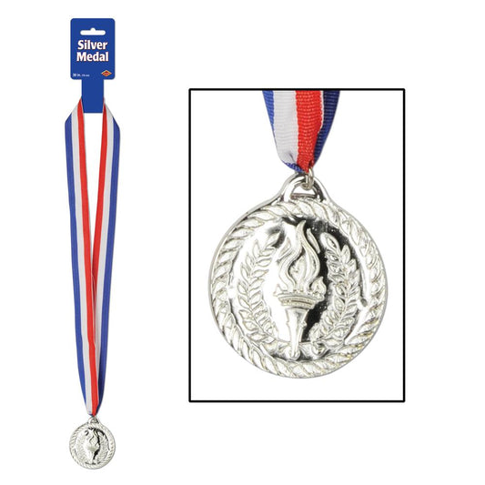 Olympic Silver 2in Medal w/ 30in Ribbon