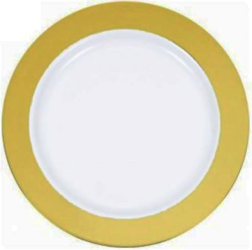 White 9in Plate with Gold Border 50 Ct
