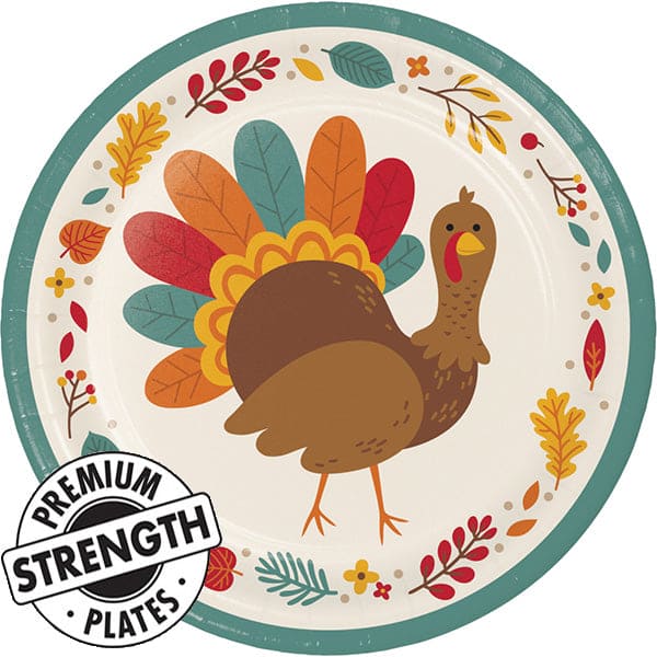 Tom Turkey 9in Round Dinner Paper Plates 8ct