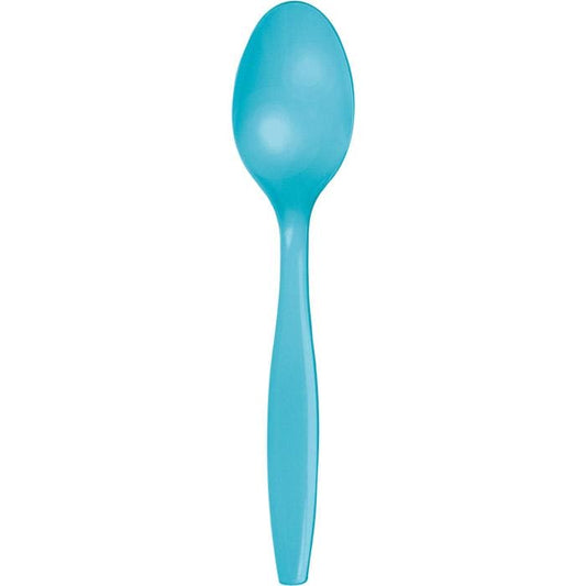 Premium Plastic Spoons - Bermuda Blue