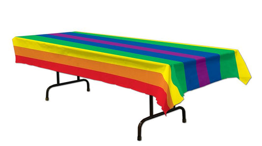 Rainbow 54x108in Plastic Table Cover
