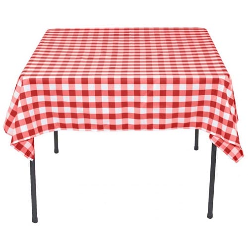 Red & White Woven Spun Polyester Square Tablecloth 84x84