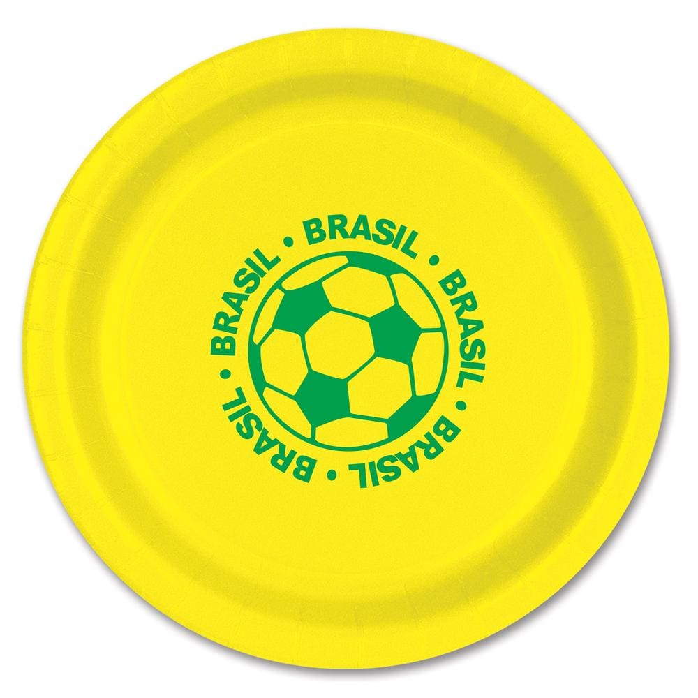 Brazil Soccer 9in Paper Dinner Plates