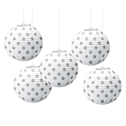 White Dot 5in Mini Lanterns 5ct