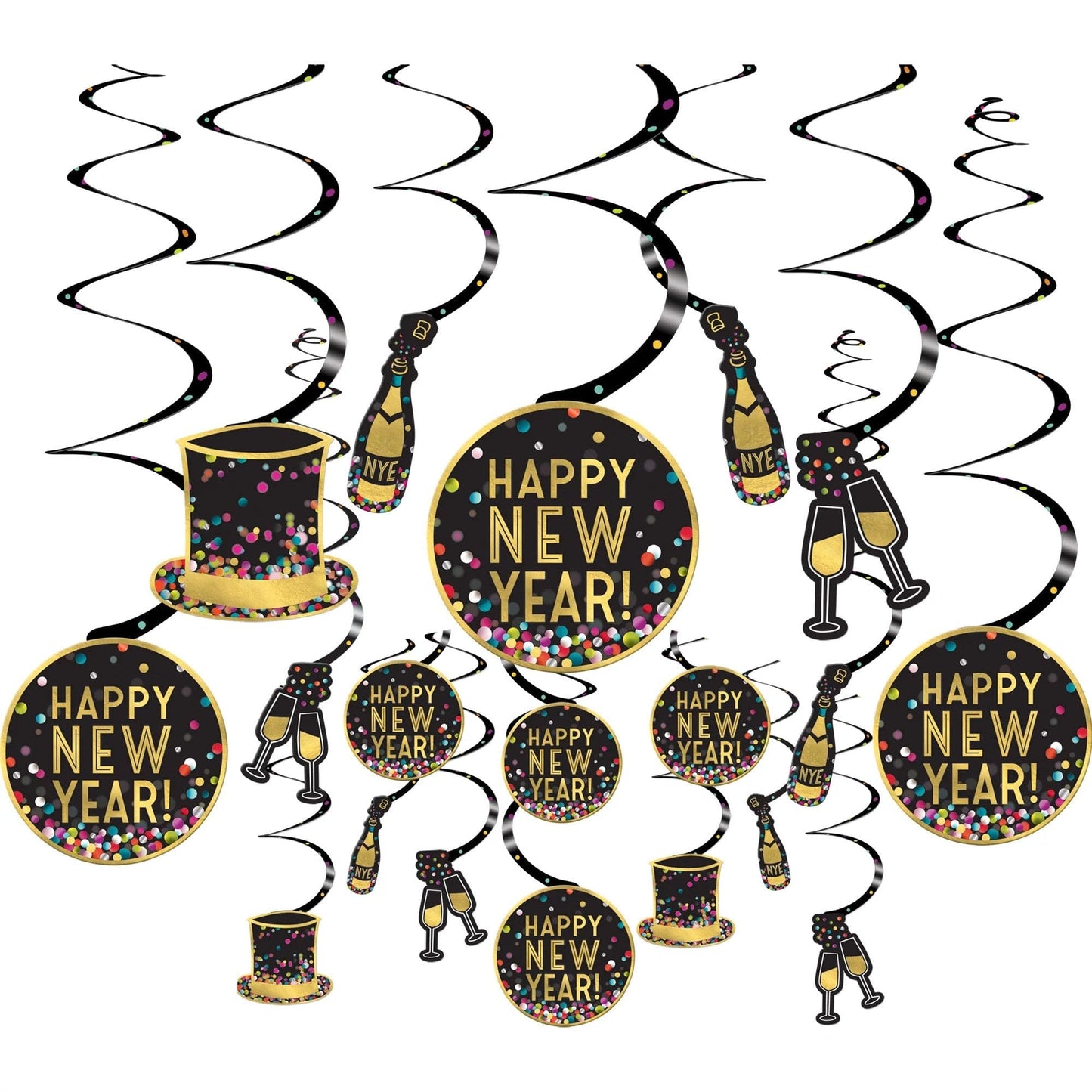 New Years Swirls - Colorful Confetti 30ct