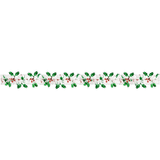 Holly and Berry Holiday Tinsel Garland 18 ft.