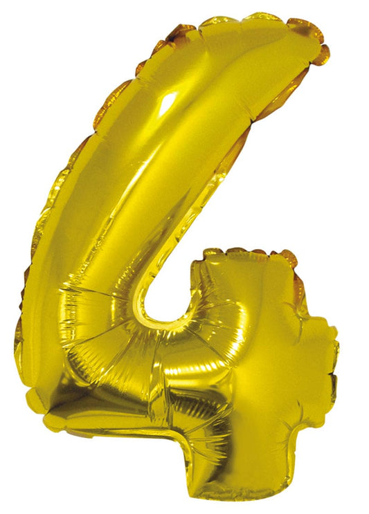 Gold 16" Number 4 Air Filled Metallic Balloon