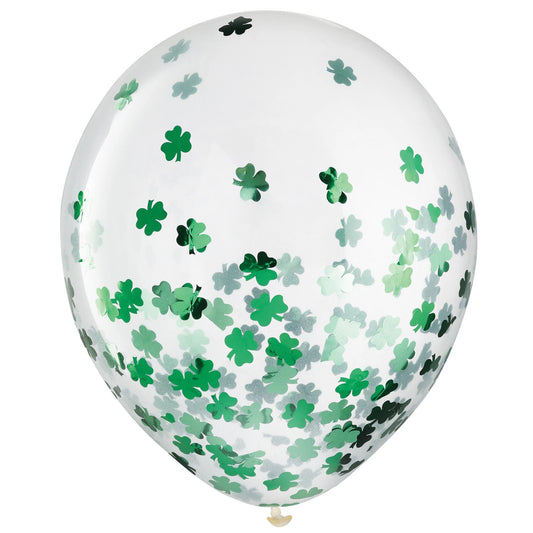 Latex Balloons with Shamrock Foil Confetti 6 Ct