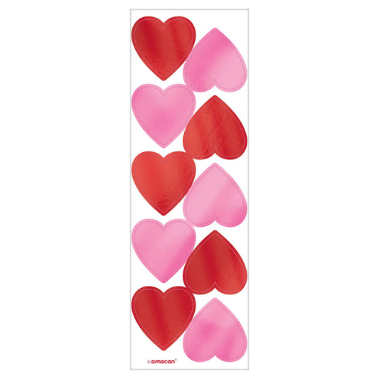 Valentine Foil Heart Stickers 6ct