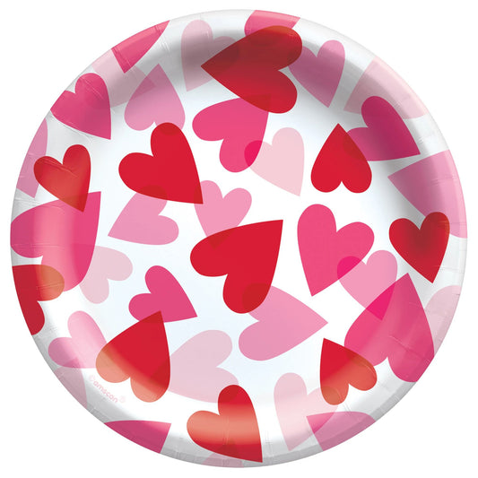 Heart Party 6 3/4in Round Luncheon Paper Plates 20ct
