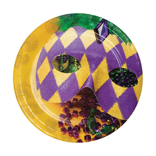Masks of Mardi Gras 7in Round Luncheon Paper Plates 8ct