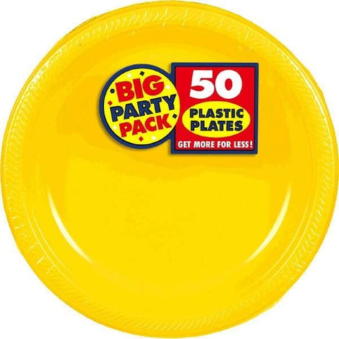 Yellow Sunshine Big Party Pack Plastic Plates, 10 1/4"