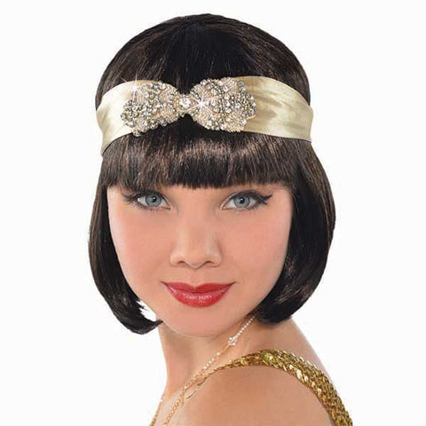 Gold Lame Printed Flapper Headband