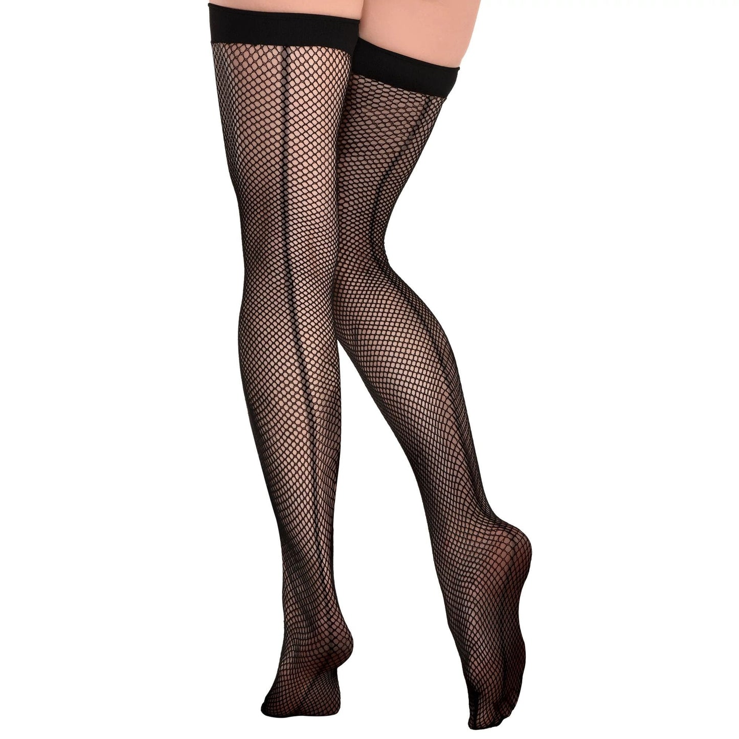 Fishnet With Back Seam Thigh Highs - Adult Standard