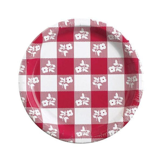 Red Gingham 7in Round Lunch Plates
