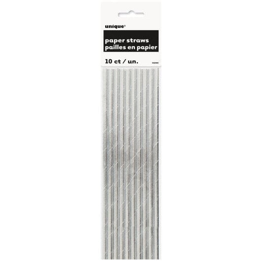 Silver Foil Paper Straws 10 Ct