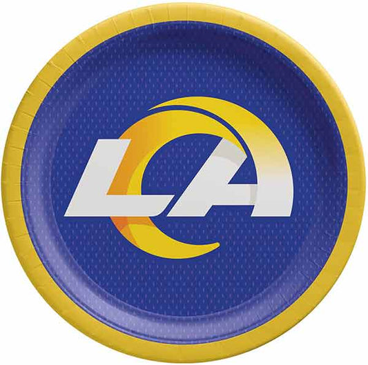 Los Angeles Rams 9in Round Dinner Paper Plates 8ct