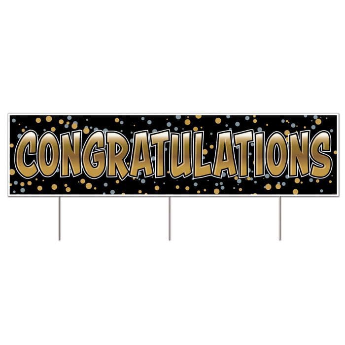 Congratulations Plastic Jumbo Lawn Sign 11¾" x 3' 11"