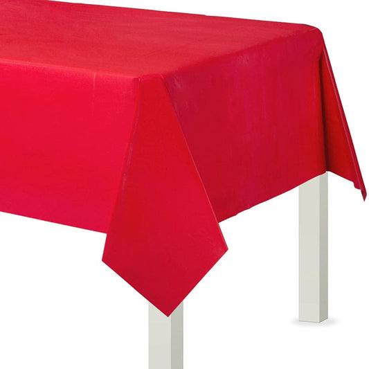 Flannel Backed Table Cover 54in x 108in - Apple Red