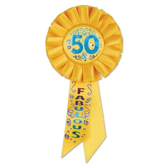 50 & Fabulous Yellow Rosette Ribbon